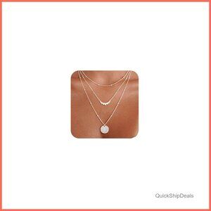 14k Gold Plated Layered Necklace Set, Adjustable Stackable Chains with Lobster